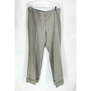 Jones Wear Grey Herringbone Pinstripe Cuffed Dress Pants Trousers Womens 14